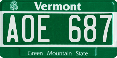 VT license plate AOE687