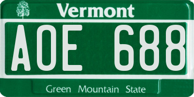 VT license plate AOE688