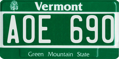 VT license plate AOE690
