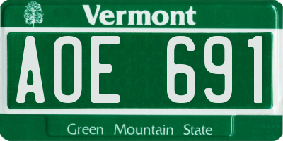 VT license plate AOE691
