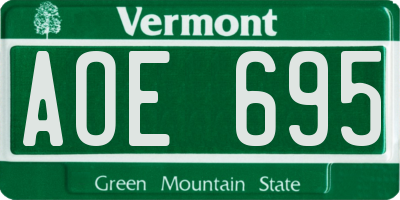 VT license plate AOE695