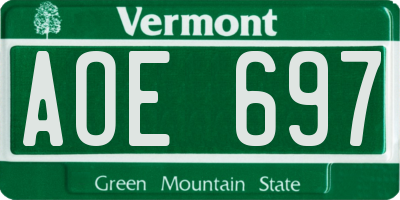 VT license plate AOE697