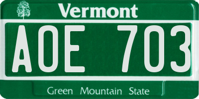 VT license plate AOE703
