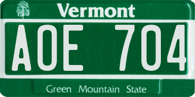 VT license plate AOE704