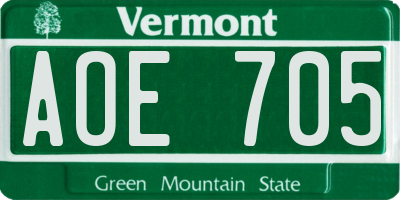 VT license plate AOE705