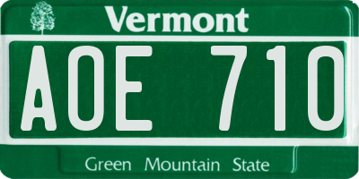 VT license plate AOE710