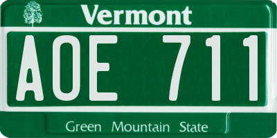 VT license plate AOE711