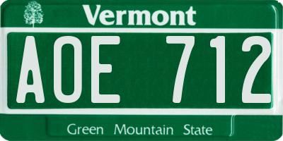 VT license plate AOE712