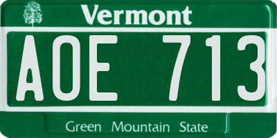 VT license plate AOE713