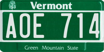 VT license plate AOE714