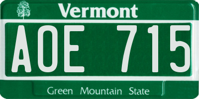 VT license plate AOE715