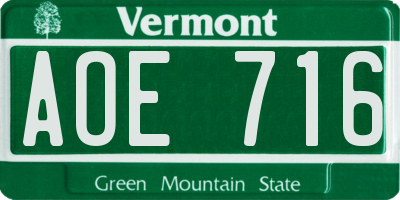 VT license plate AOE716