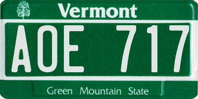 VT license plate AOE717