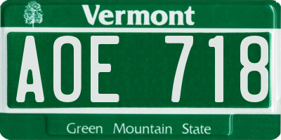 VT license plate AOE718