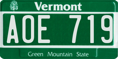 VT license plate AOE719