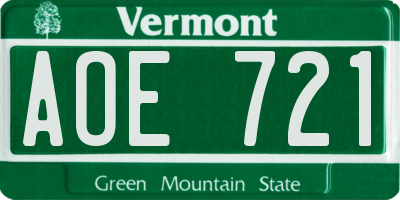 VT license plate AOE721