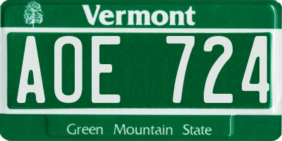 VT license plate AOE724