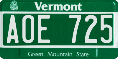 VT license plate AOE725