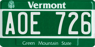 VT license plate AOE726