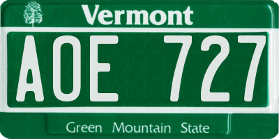 VT license plate AOE727