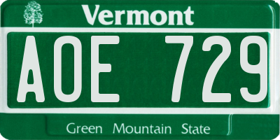 VT license plate AOE729