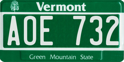 VT license plate AOE732