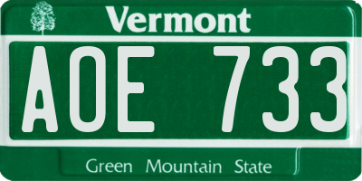 VT license plate AOE733