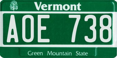 VT license plate AOE738