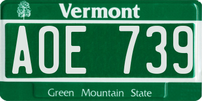 VT license plate AOE739