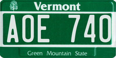 VT license plate AOE740
