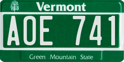 VT license plate AOE741