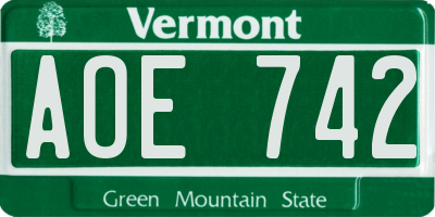 VT license plate AOE742