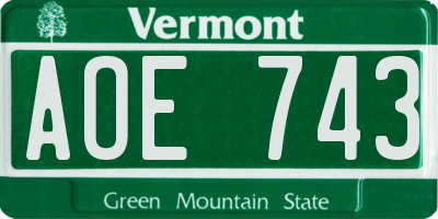 VT license plate AOE743