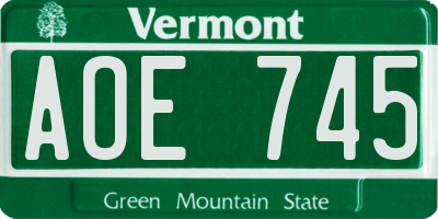 VT license plate AOE745