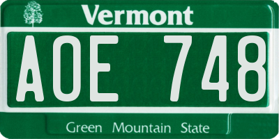 VT license plate AOE748