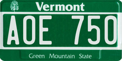 VT license plate AOE750