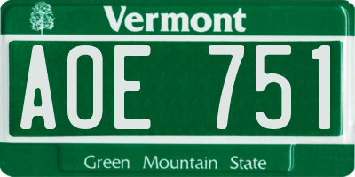 VT license plate AOE751