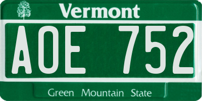 VT license plate AOE752