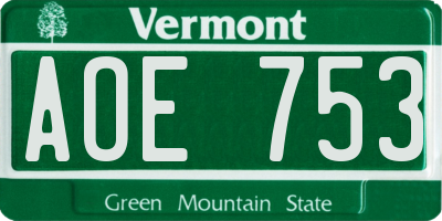 VT license plate AOE753