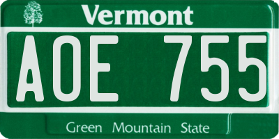 VT license plate AOE755