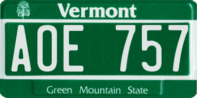 VT license plate AOE757
