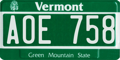 VT license plate AOE758