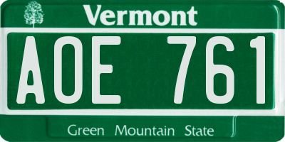 VT license plate AOE761
