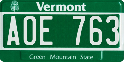 VT license plate AOE763