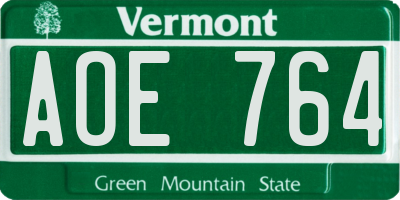 VT license plate AOE764