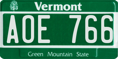 VT license plate AOE766