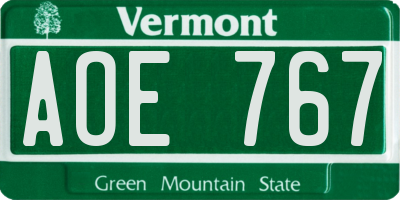 VT license plate AOE767