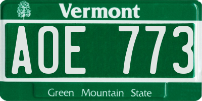 VT license plate AOE773