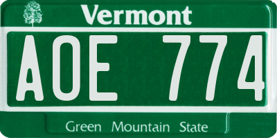 VT license plate AOE774