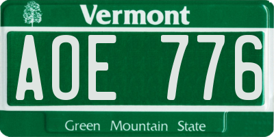 VT license plate AOE776